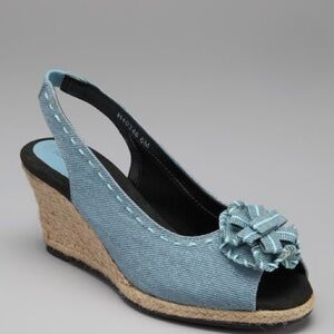 New Ros Hommerson Elena Blue Denim Wedges